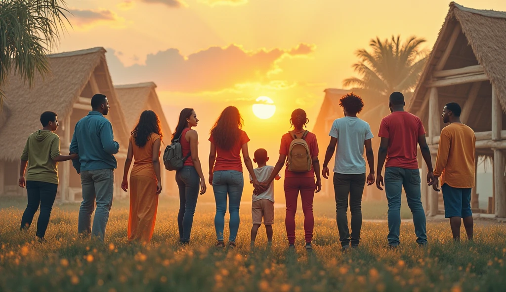 a community of many people of all gender and race that are working together and building a house
