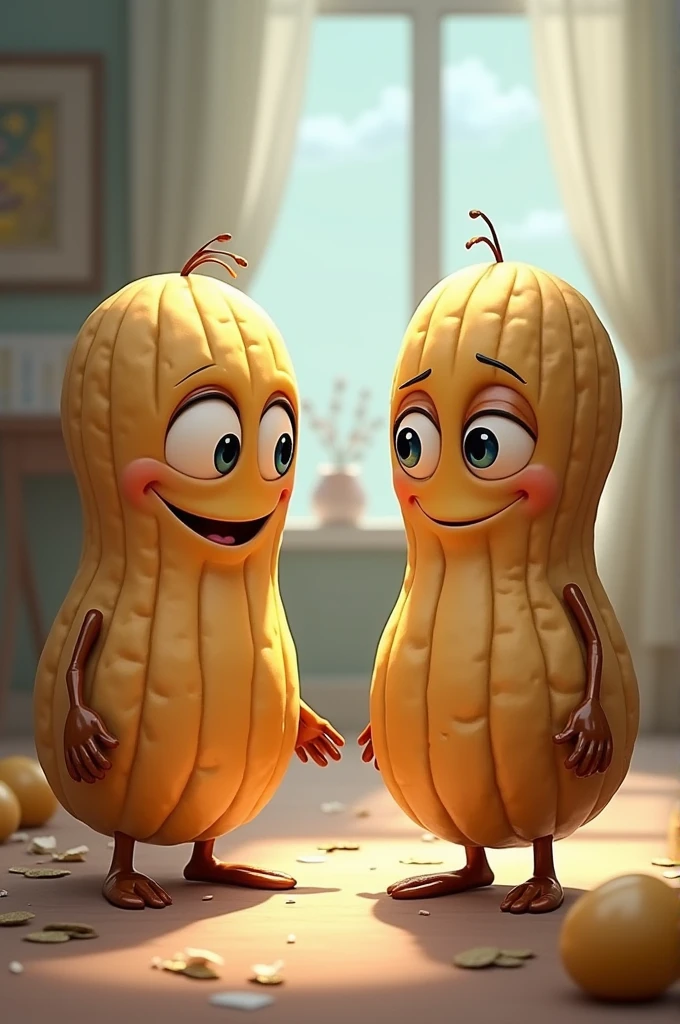 peanut looking at his wife peanut with another