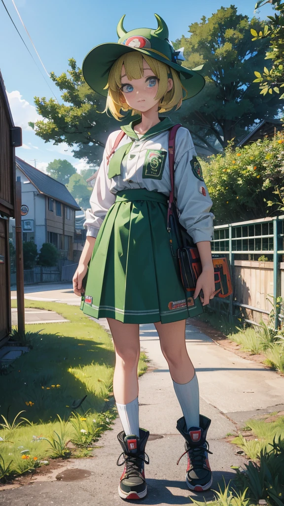 tomsboy loking anime gir,anime girl, tomsboy, county hat, 8k, ultra details, unreal engine5, cute face, full body