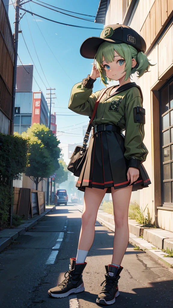 tomsboy loking anime gir,anime girl, tomsboy, county hat, 8k, ultra details, unreal engine5, cute face, full body