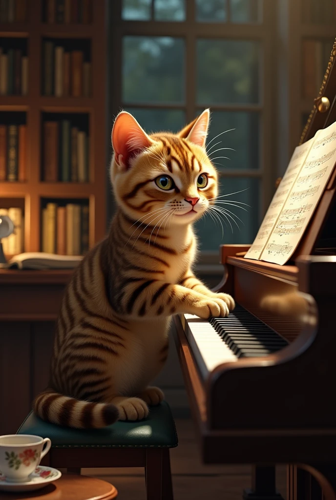 Cat playing the piano