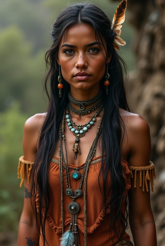 A beautiful full body chief apache tribe indigenous woman 