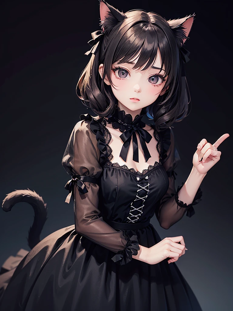 Cat with black ribbon