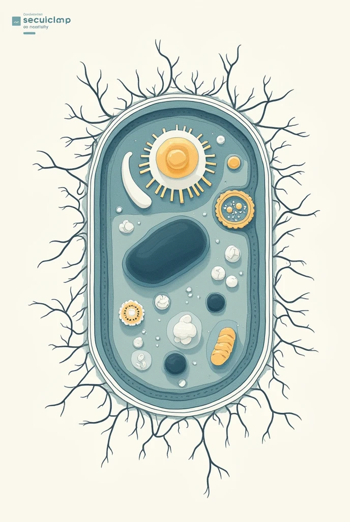 an AI vectorized image of a prokaryotic cell in its parts