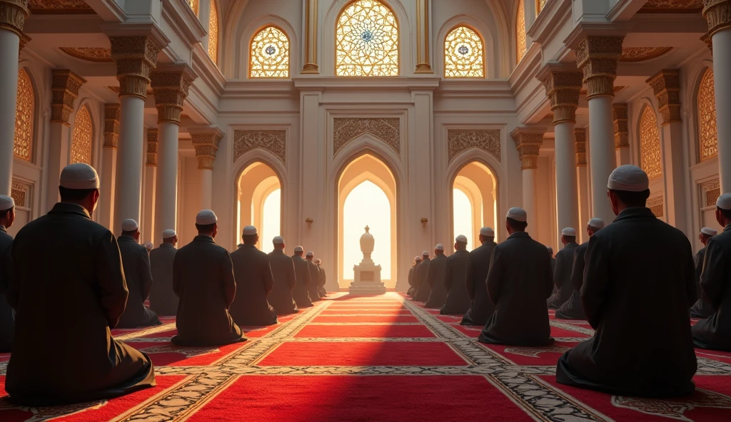 (photorealism:1.2), gambar sholat jama'ah