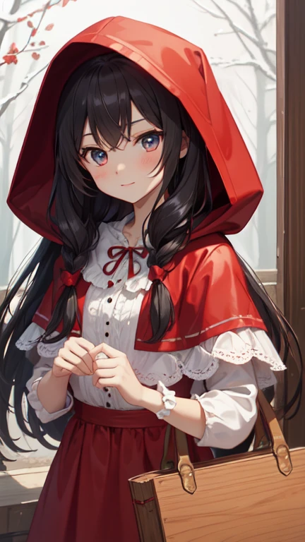 The cute Little Red Riding Hood girl&#39;s clothes are badly torn and she is nearly naked.、The chest is exposed、beautiful skin exposed、Photographed from diagonally above、It was evening and the sun was a bit dazzling.、Ultra HD、delicate、high quality、Facial beauty、Precise、A fantastic atmosphere、The background is a forest