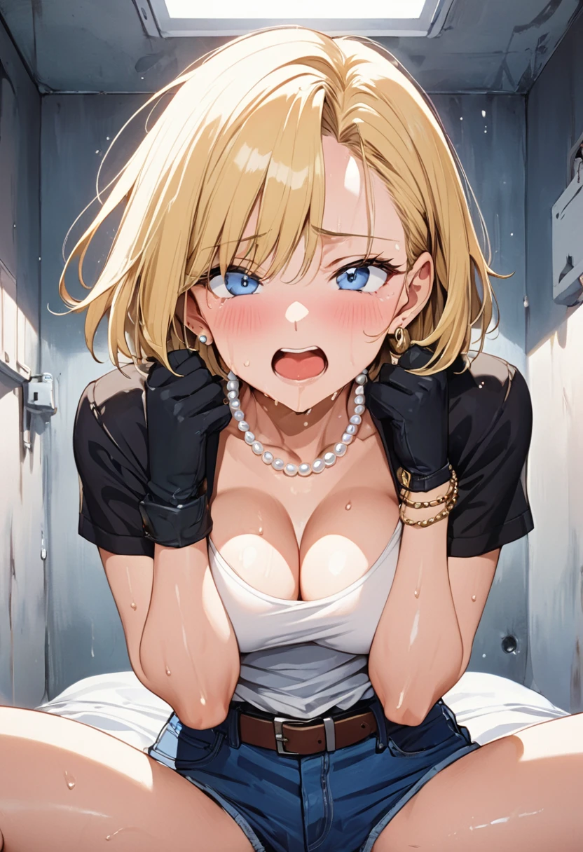 (The best quality at its best,4K,8K,High resolution),Super detailed,Beautiful Eyes,Blushed,masterpiece,The best quality at its best,Mild,繊細でセクシーなclavicle,Happiness,A faint blush,wonderful thing,Perfect pubis,mature,close your eyes,original character, Volumetric lighting, Best Shadow, Shallow depth of field, 驚くほど美しいGirlの肖像画, , Delicate, beautiful and attractive face with captivating yellow eyes, Messy painted face, Sharp eyebrows, Fang Out, Nice small breasts, Layered long twin tail blonde, Blush Eyeshadow, Thick eyelashes, slim、Chain collar、(((NSFW)))Disheveled clothes、Torn clothes、Her breasts are visible through her tattered clothes、Sharp Eyes、Watery eye、Tears、Damaged Clothing、抵抗しているGirl、Just before being attacked、sorrow、regrettable、感じてる表情のGirl、Pleasant face、During sexual intercourse、action、rape、Girlは襲われて抵抗している、Humiliation、Raise both arms above your head、Banzai pose、Intense movement、Cramp、scream、Scream、fear、Girlは襲われて抵抗しているが両手両腕をふさがれて身動きが取れません、Sexual fluids splash、Both arms are chained、Ahegao、ruins、Her head is being held down while she gives a blowjob、Open your mouth wide、Hanging by chains (masterpiece, Highest quality)),Girl、睨みつけるGirl、抵抗するGirl、clavicle, Completely naked、Lock the first round、Highest quality、(((NSFW)))、Mouth wide open、Drooling、パイズリGirl、The act of licking、action、Distressed jeans、Picture looking down from above、Face close-up