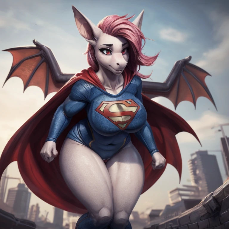 Pink hair(thick our glass body shape:1.4 ) ,Female pony, naked pussy to you:1.5, Ross Tran, ruan jia, zaush,pony, by Zackary911, by hyattlen, by teranen, by fumiko, by Pixelsketcher, by fluff-kevlar, bye r-mk, by Dimwitdog, Furry, Anthro, (luxurious pussy),score_9,score_8_up,score_7_up
(masterpiece, best quality, photorealistic, cinematic, ultra-detailed, 8k), ((wide shot, full body)), 1 pony girl, perfect anatomy, expressive eyes, perfect hands, long round legs, large chest, Produce a high-quality artwork with a focus on capturing fluttershy as Supergirl in stunning detail. Render the artwork with precision, striving for a photorealistic portrayal. Highlight Supergirl's iconic costume: a vibrant blue bodysuit with a bold "S" emblem on her chest, a flowing red cape, and golden accents. Ensure that the suit showcases her strength and grace. Emphasize Melissa Benoist's warm and confident expression, reflecting Supergirl's unwavering dedication to justice and compassion. Incorporate a dynamic and heroic pose that illustrates Supergirl's power and readiness for action. Set the scene against a cityscape or a clear sky, with hints of her ability to fly and protect the world, pony face, accurate))) realistic on the eyes, realistic, Beautiful face, high detailed yellow fur features, Beautiful face:1.5,detailed eyes, luscious lips, ( Beautiful face:1.5), (perfect thicker boobs curvy:1.2), (texture Ultra Detailed glow in her eyes:1.5), (texture Ultra Detailed long bat ears and head:1.4) (texture Ultra Detailed membranous bat yellow wings:1.3), fix_everything, fix_ Eyes)) Enhance eyes, (texture Ultra Detailed read pupils:1.5), puffy cheeks yellow fur fluffy full, curvy plus size hour glass bulky huge figure
woman, closeup camera view, big huge m
cup breast, bigger waist, busty, big hips, fleshy thighs, thick thighs, busty, full body view, Bimbo thighs large hyper Bimbo perfect thighs large Bimbo 
thighs, thick Bimbo thighs, huge  Wide thighs, hyper Bimbo Wide thighs, curvy Wid