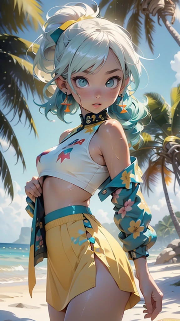 cute little loli,(((little ,small tiny body,petite,chibi))),((())),((little  with extremely cute and beautiful aqua hair)),(baby face),(round face),

(((flat chest))),(((aqua hair:1.5,long aqua hair,ponytail,colored inner hair,ear breathing,))),((heterochromia:1.5, (aqua_eye and yellow_eye))),intricate eyes,beautiful detailed eyes,symmetrical eyes,big eyes:1.5,(((lustrous skin:1.5,bright skin: 1.5,skin tanned,shiny skin,very shiny skin,shiny body,plastic glitter skin,exaggerated shiny skin,illuminated skin,wet legs))),(detailed body,(detailed face)),

cute,slutty,erotic,((nsfw)),

zettai ryouiki,(revealing clothing,show skin),((sideboob)),(barefoot,),(((breast curtain,low rise mini skirt,high cut thong))),((colorful clothes, clothes in neon colors)),((wet clothes,intricate outfit,intricate clothes)),

(dynamic pose:1.0),solo focus,embarrassed,(centered,scale to fit dimensions,Rule of thirds),

outdoor,((beach rave party)),scenery:1.25,((intricate scenery)),((beach rave party background)),beach rave party atmosphere,Summer beach party,sand,beach party behind,harmonized orange sunset adding to the atmosphere of a summer beach party,beach party atmosphere,Boom festival,European rave,Cytorance festival,time golden,Ozora festival,sea,horizon,palm,palm trees,Christmas lights,

(Glossy rave ornaments),highres,sharp focus,(ultra detailed,extremely detailed),(photorealistic artwork:1.37),(extremely detailed CG unity 8k wallpaper),(((vibrant colors,vibrant theme))),(intricate),(masterpiece),(best quality),artistic photography,(photography taken by sldr),(intricate background),perfect rendered face,perfect face details,realistic face,photo realistic,((intricate detail)),(((realism))),
