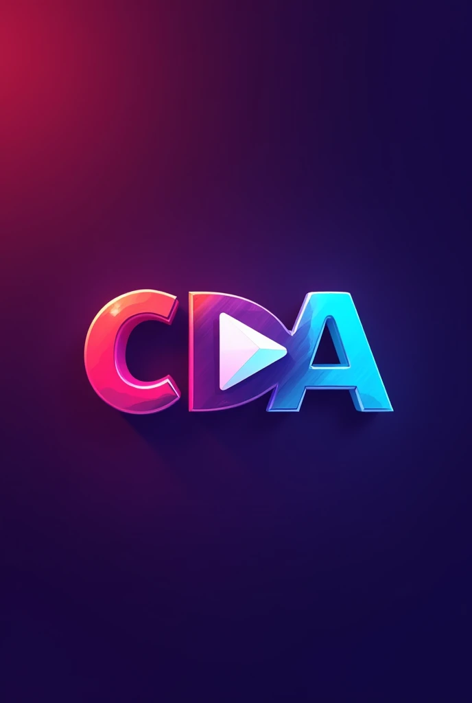generate a logo with the letters C, d, a, com um botão de Play entre as letras a e C simbolizando o d e o fundo  nas cores vermelho, purple and blue