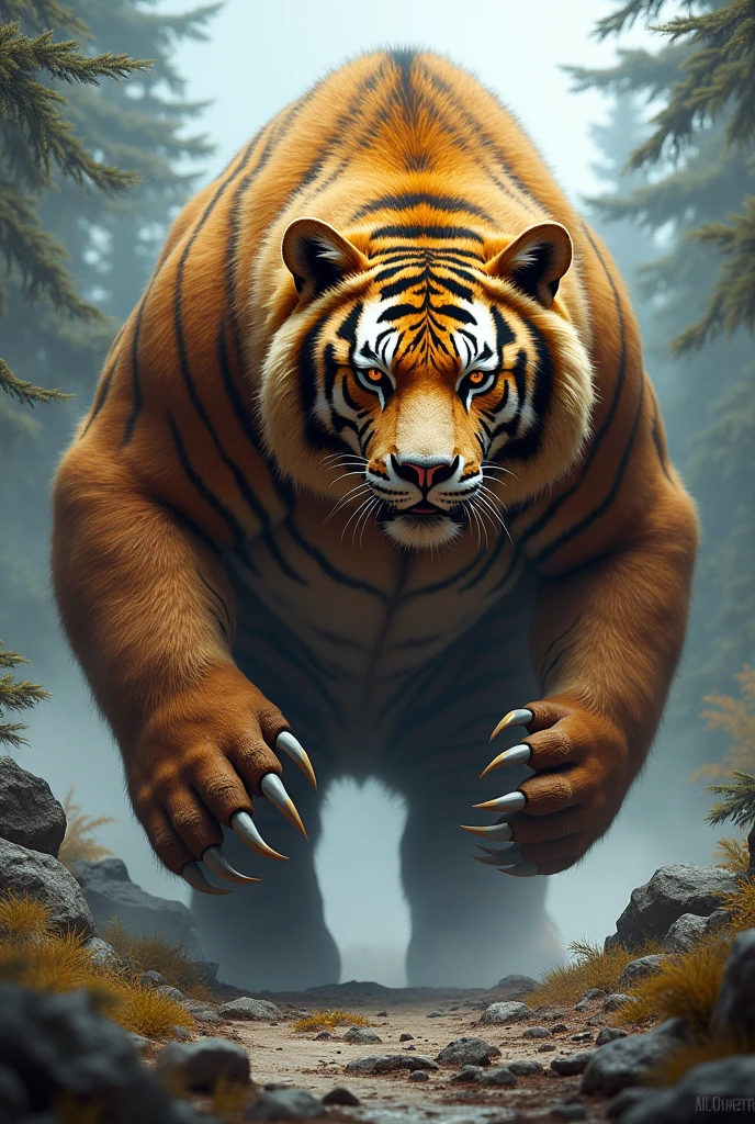 Create me an animal that is a mix of a bear and a tiger