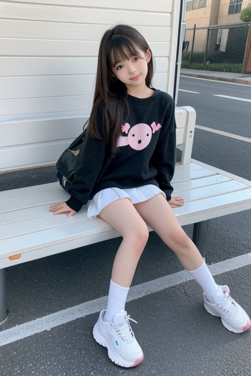Lovely and cute, cute kawaii girl, Pretty sexy star kill sitting full body small elementary school student