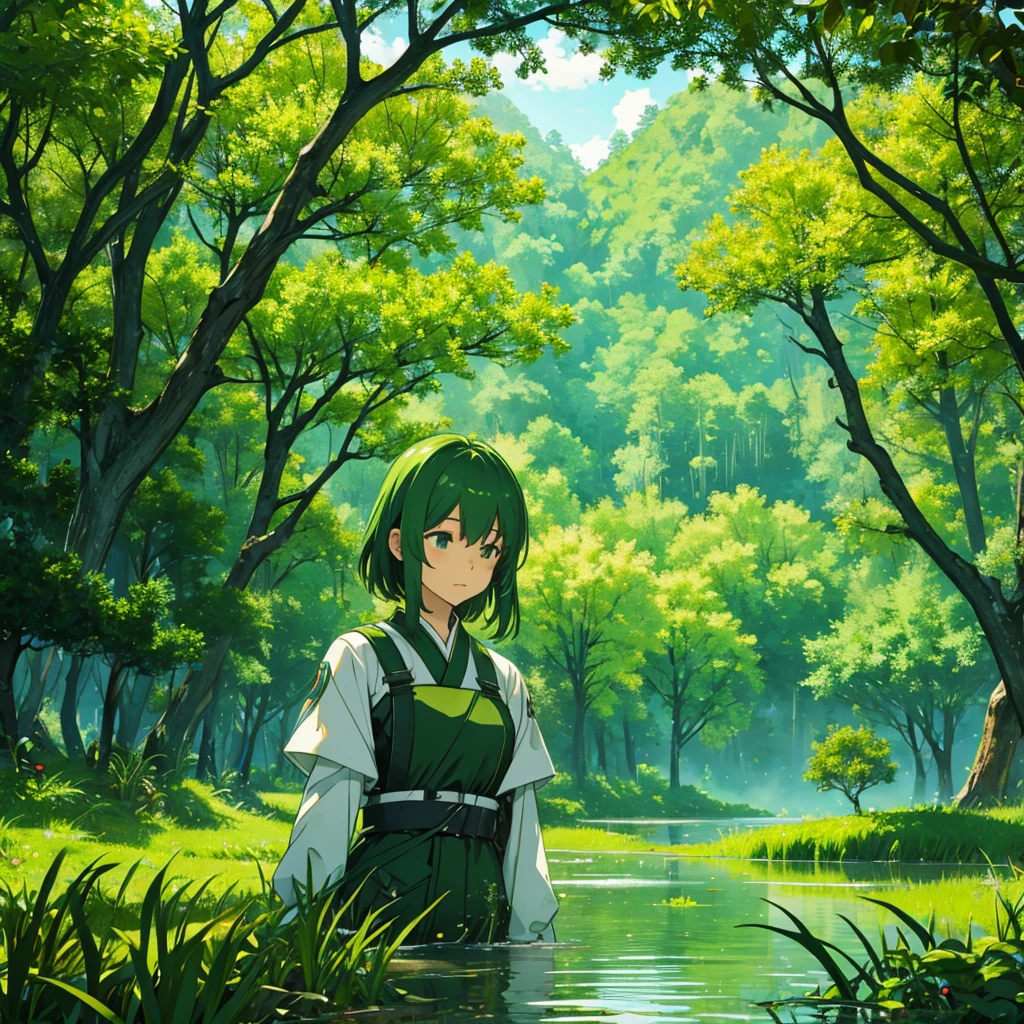Healing、Grass、lake、green