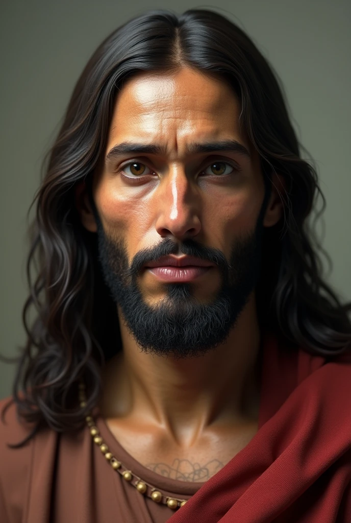 Make me an image of Jesus of Nazareth, but with the face of Josue Campo Verde or called goti goti