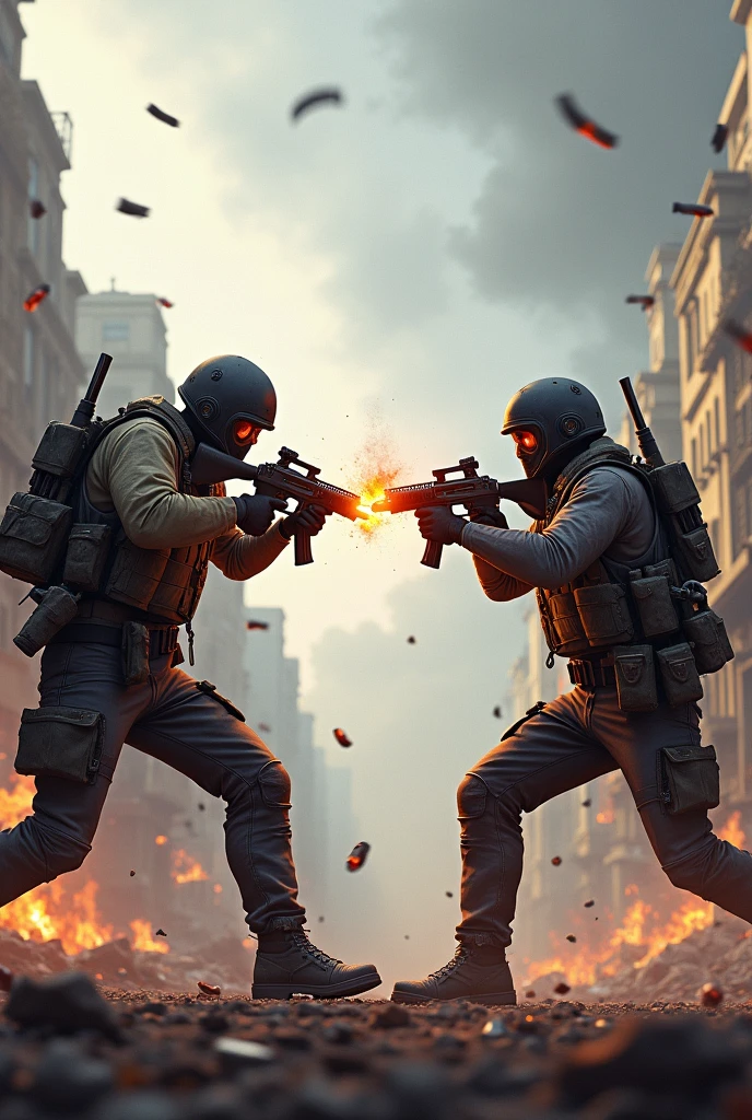Free fire character war with enemy 

