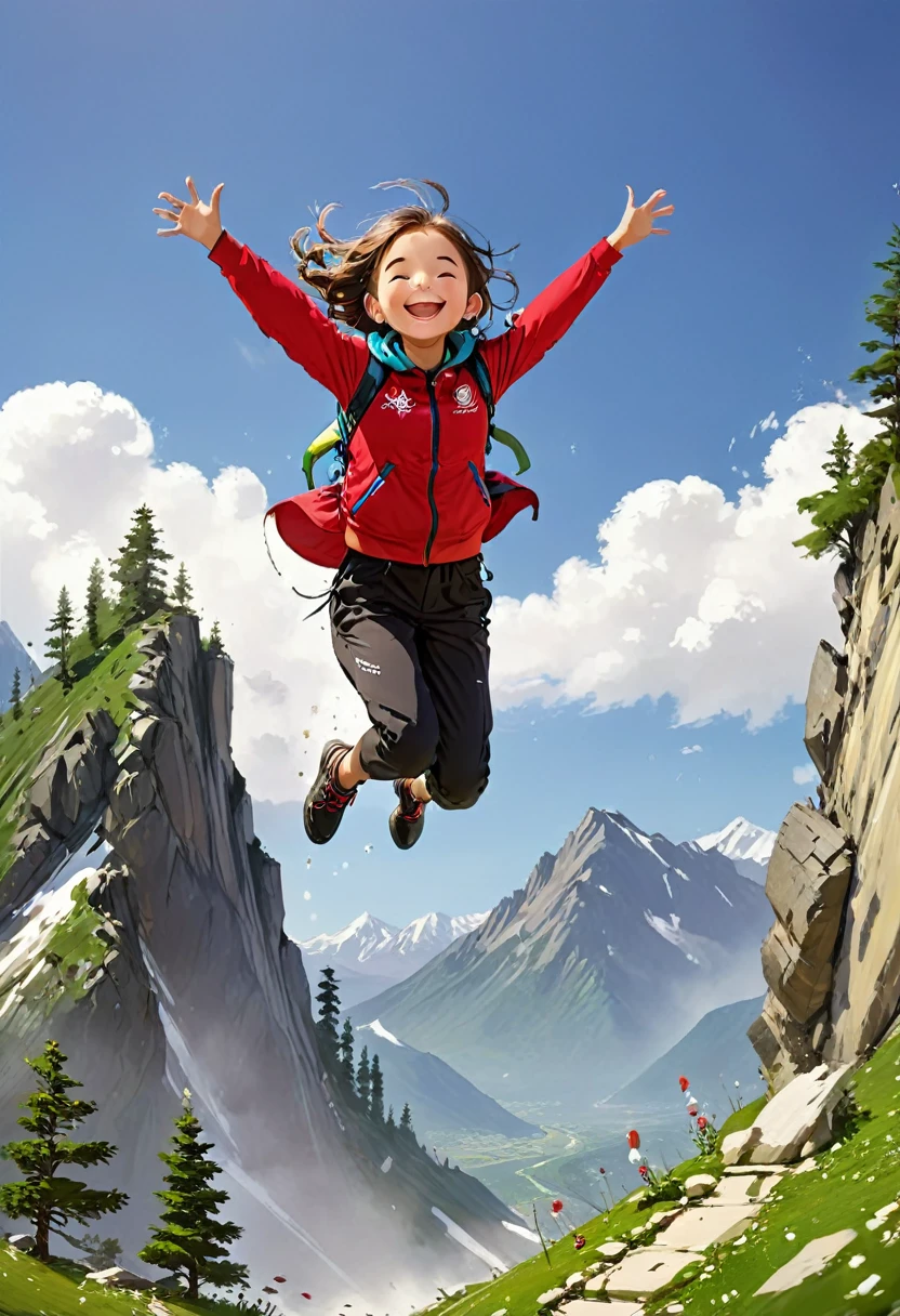 masterpiece,best quality,1girl,mountain,jump,smile,dynamic
