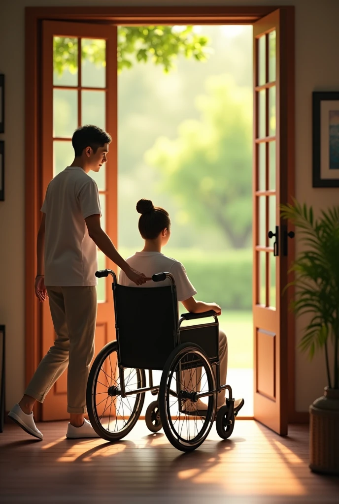 Cut and put down your pen,Pushing the wheelchair out the door