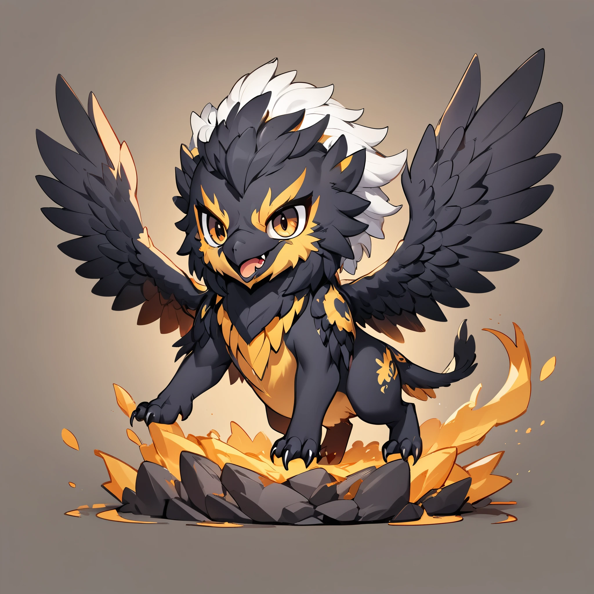 Griffon, Ferocious Eidolon, Chibi cute, チビGriffon, Mythical creatures, Cute pose, Single color background, Deformation, Highest quality:1.2, Very detailed, masterpiece:1.2.