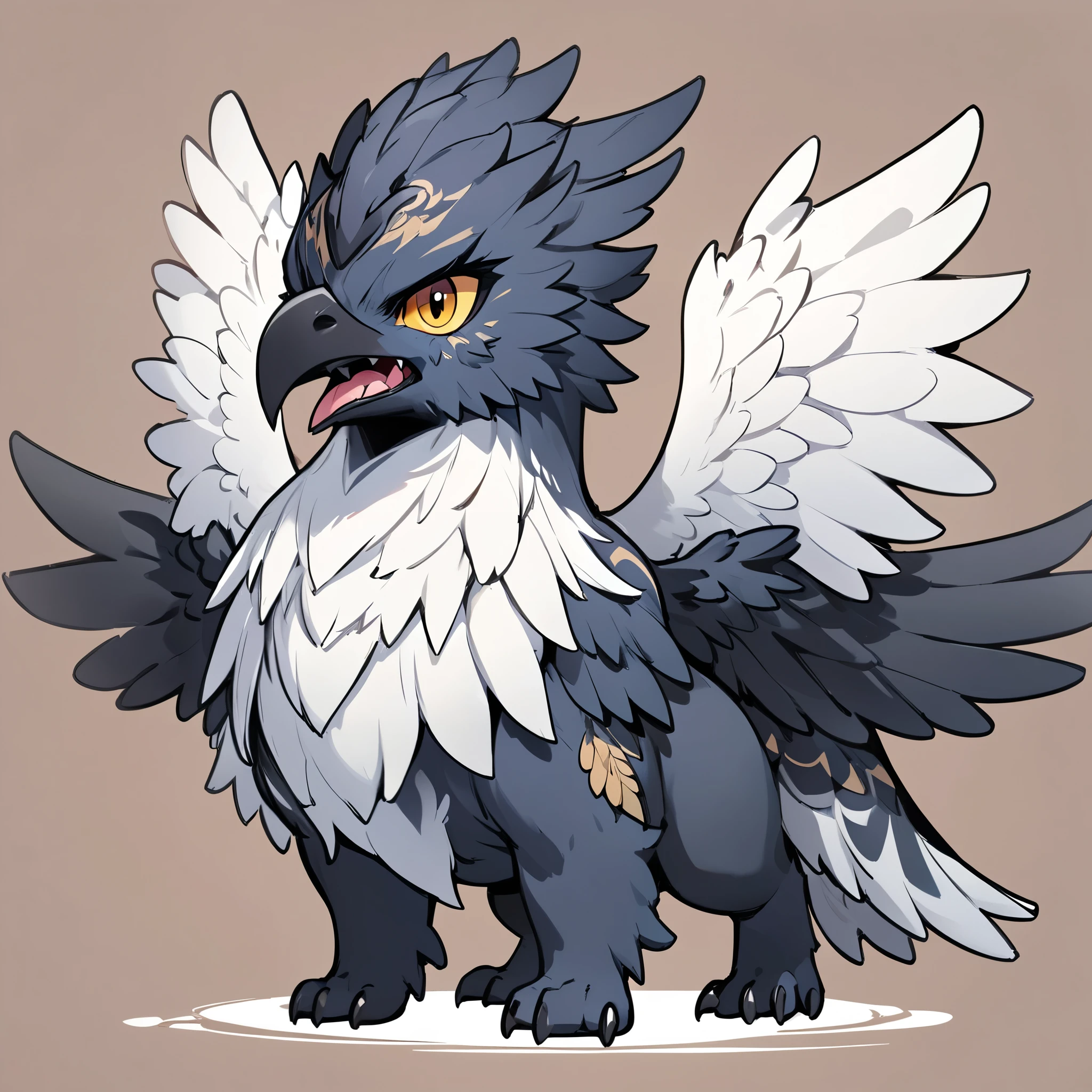 Griffon, Ferocious Eidolon, Chibi cute, チビGriffon, Mythical creatures, Cute pose, Single color background, Deformation, Highest quality:1.2, Very detailed, masterpiece:1.2.