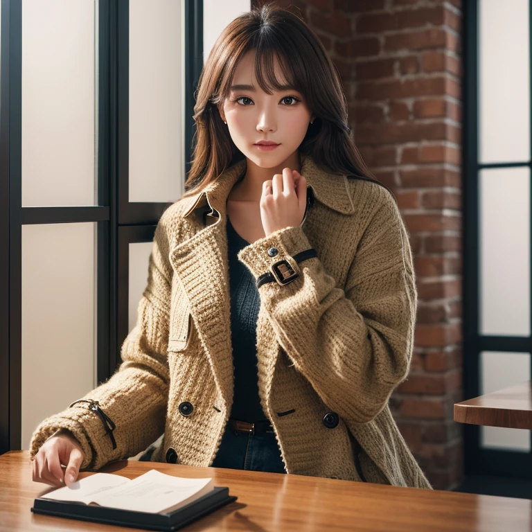 (Tabletop、Highest quality、8k、Award-winning works、Ultra-high resolution)、One beautiful woman、(Elegant, thick, Large trench coat:1.2)、wearing a knitted sweater under one's coat、that's right、Brown Hair、White skin、(Big cleavage:1.1)、very long wavy hair、Spectacular Cinema Lighting、(Romantic affection:1.1)、(Vivid and magical sunset:1.1)、(The most romantic and moody atmosphere:1.1)、winter、Snow Scene、that'that'it's snowing、(Walking through the snowy city:1.1)、look at me、(Exposing big breasts that are about to burst:1.2)、(Most of them emphasize the body line.:1.2)、Very long hair、Blurred Background、Accurate anatomy、Ultra HD Hair、Ultra-high resolutionの完璧な美しい歯、Ultra-high definition beauty face、Ultra HD Hair、Ultra-high definition sparkling eyes、輝くUltra-high resolutionの美肌、Ultra-high resolutionの艶やかな唇、(Face close-up:1.3)、Look at me straight in the face