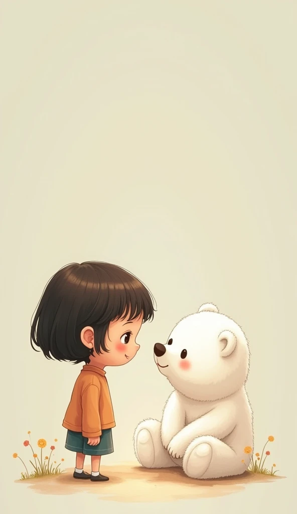 One girl, Shortcuts, Gaze, smile, white bear personification
