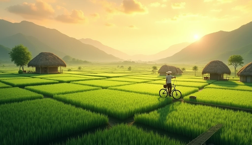 Thai style rice field scene