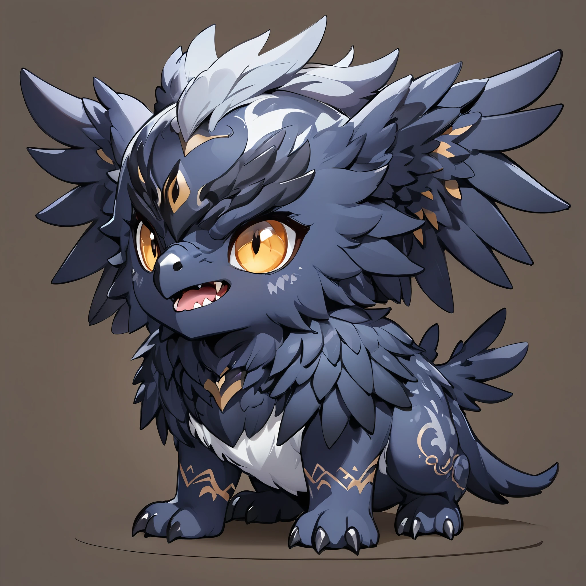 Griffon, Ferocious Eidolon, Chibi cute, チビGriffon, Mythical creatures, Cute pose, Single color background, Deformation, Highest quality:1.2, Very detailed, masterpiece:1.2.