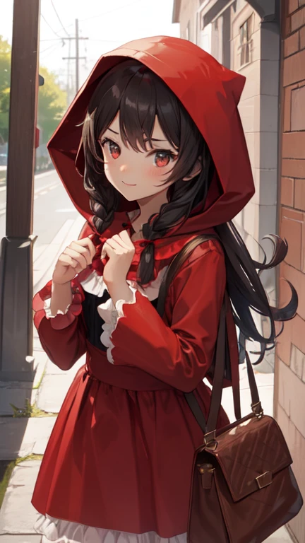 ((The cute Little Red Riding Hood girl&#39;s clothes are torn and she is nearly naked、Hair is black、She has big breasts、The chest is exposed、beautiful skin exposed、Shooting from above at an angle 1.4)、(It was evening and the sun was a bit dazzling.、Ultra HD、delicate、high quality、Facial beauty、Precise、A fantastic atmosphere:1.4)、The background is a forest