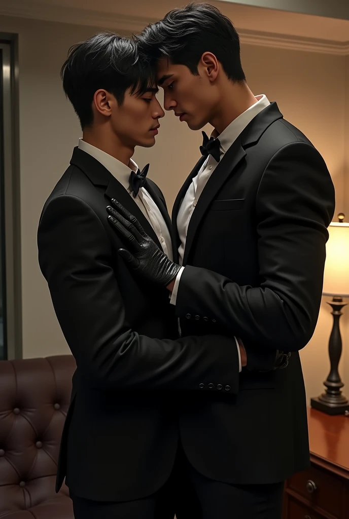 BL back hug high quality high quality high quality real ????? handsome two men in love 20years old,a daddy,tight black tight suit,in the office,muscle, gay ,black hair,asia face,masculine,,handsome,???,leather gloves,????????? dad,look straight ahead,Dad is erection