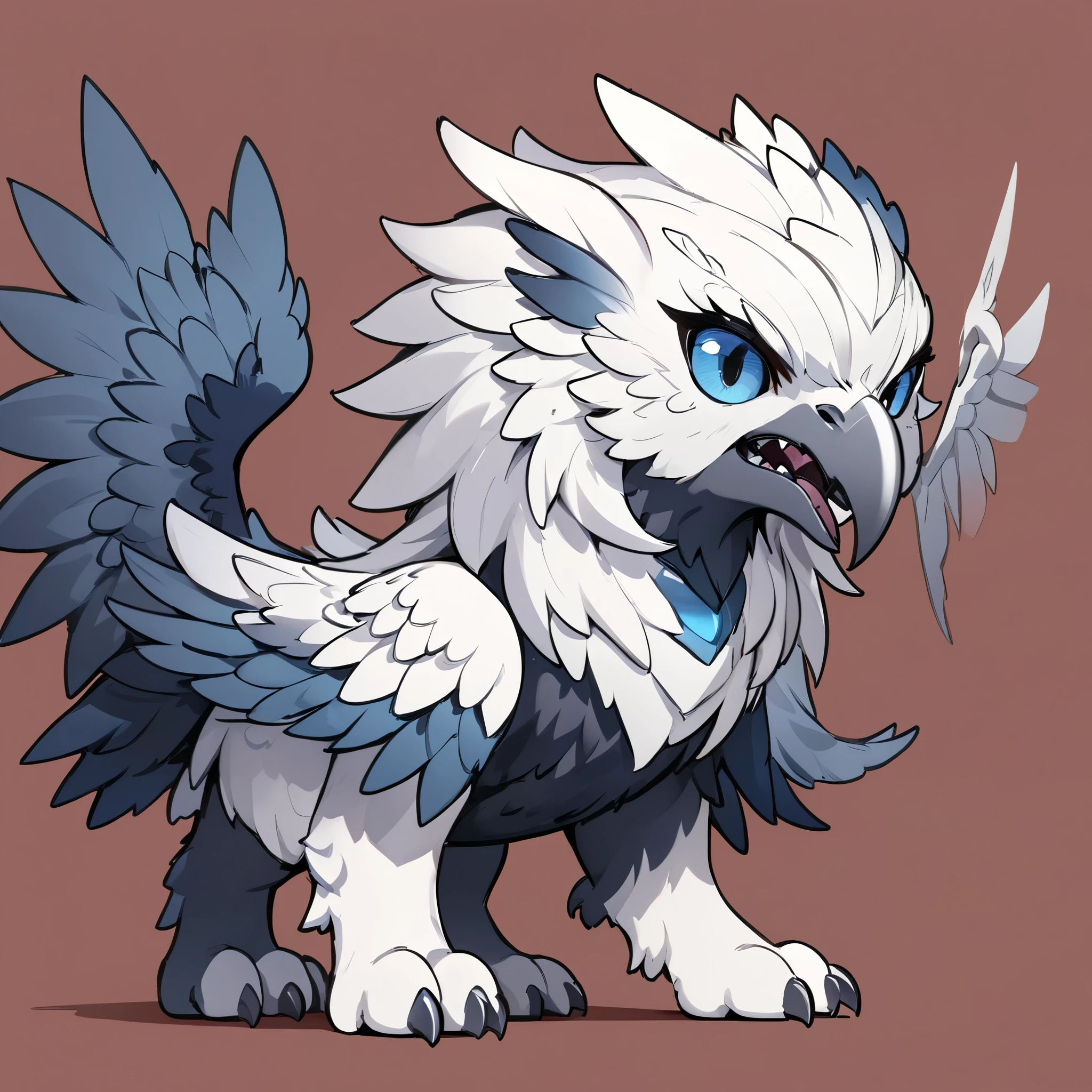 Griffon, Ferocious Eidolon, Chibi cute, チビGriffon, Mythical creatures, Cute pose, Single color background, Deformation, Highest quality:1.2, Very detailed, masterpiece:1.2.