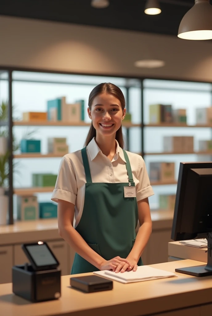 Create a image of a retail cashier