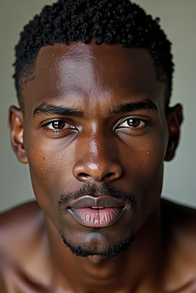 Perfect black male model with perfect symmetry clean shave. 10/10