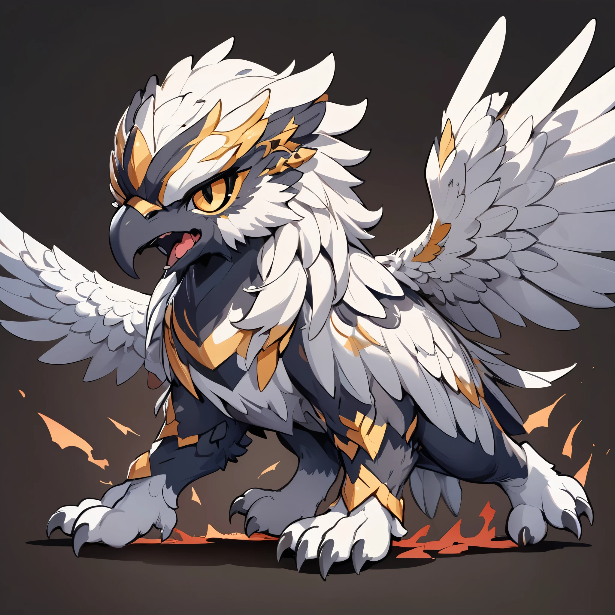 Griffon, Ferocious Eidolon, Chibi cute, チビGriffon, Mythical creatures, Cute pose, Single color background, Deformation, Highest quality:1.2, Very detailed, masterpiece:1.2.