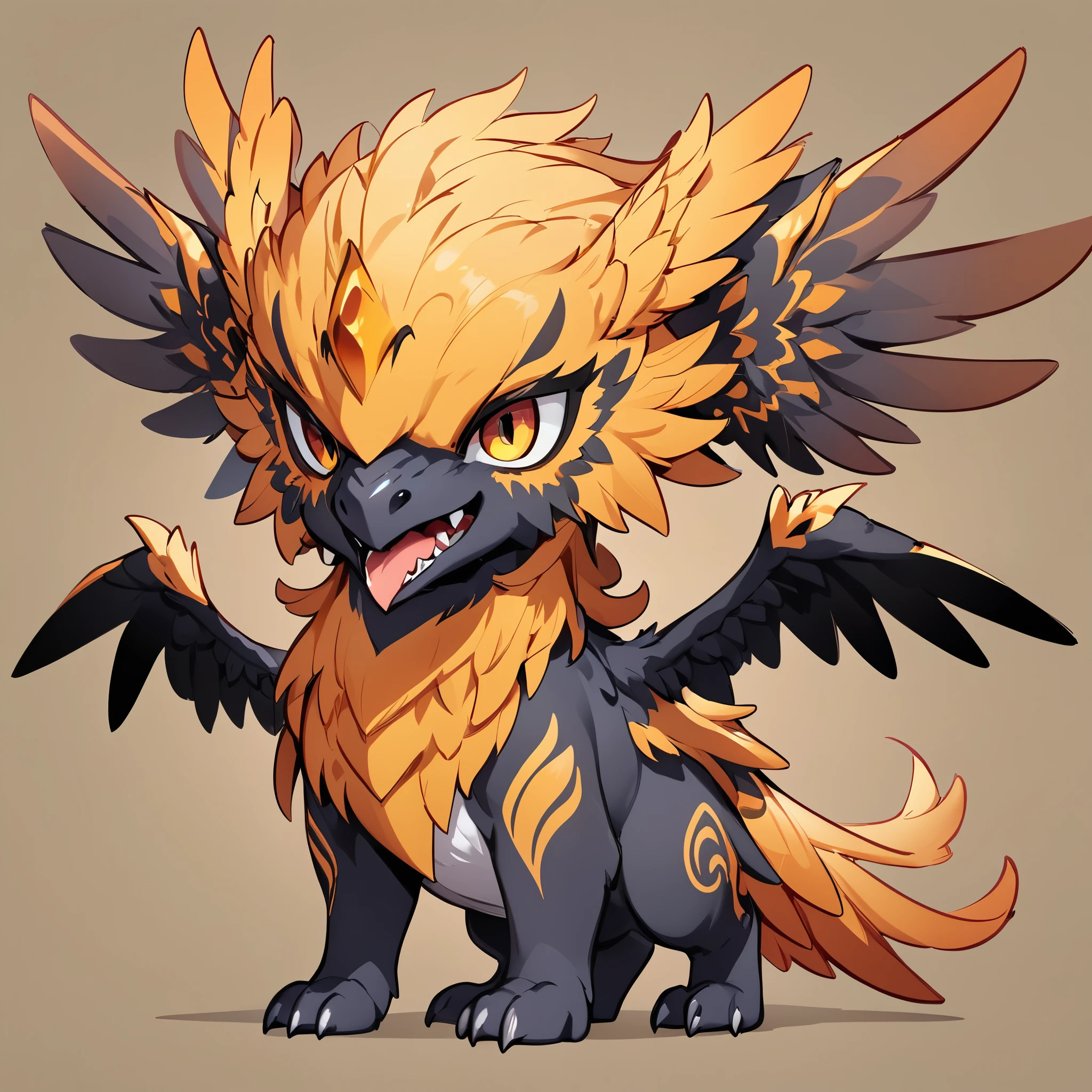 Griffon, Ferocious Eidolon, Chibi cute, チビGriffon, Mythical creatures, Cute pose, Single color background, Deformation, Highest quality:1.2, Very detailed, masterpiece:1.2.