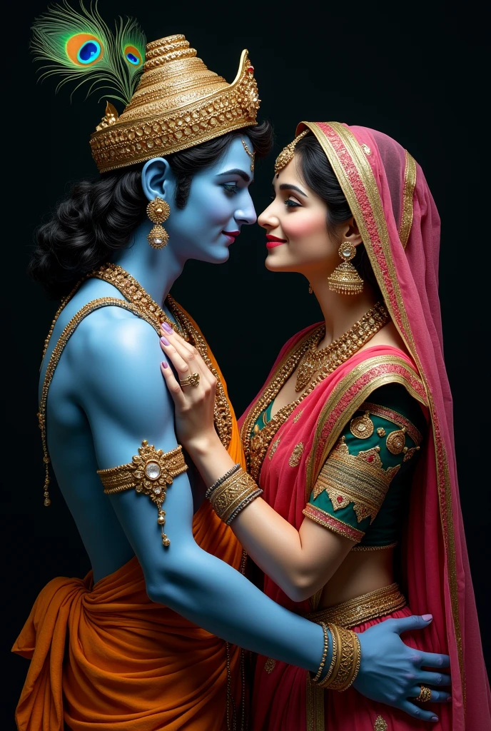 I need a photo of radhekrishna with a Black background