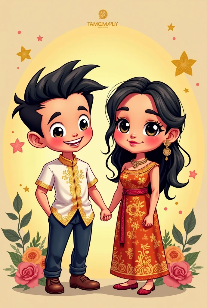 Gumawa ng Filipino barong at Saya cartoon