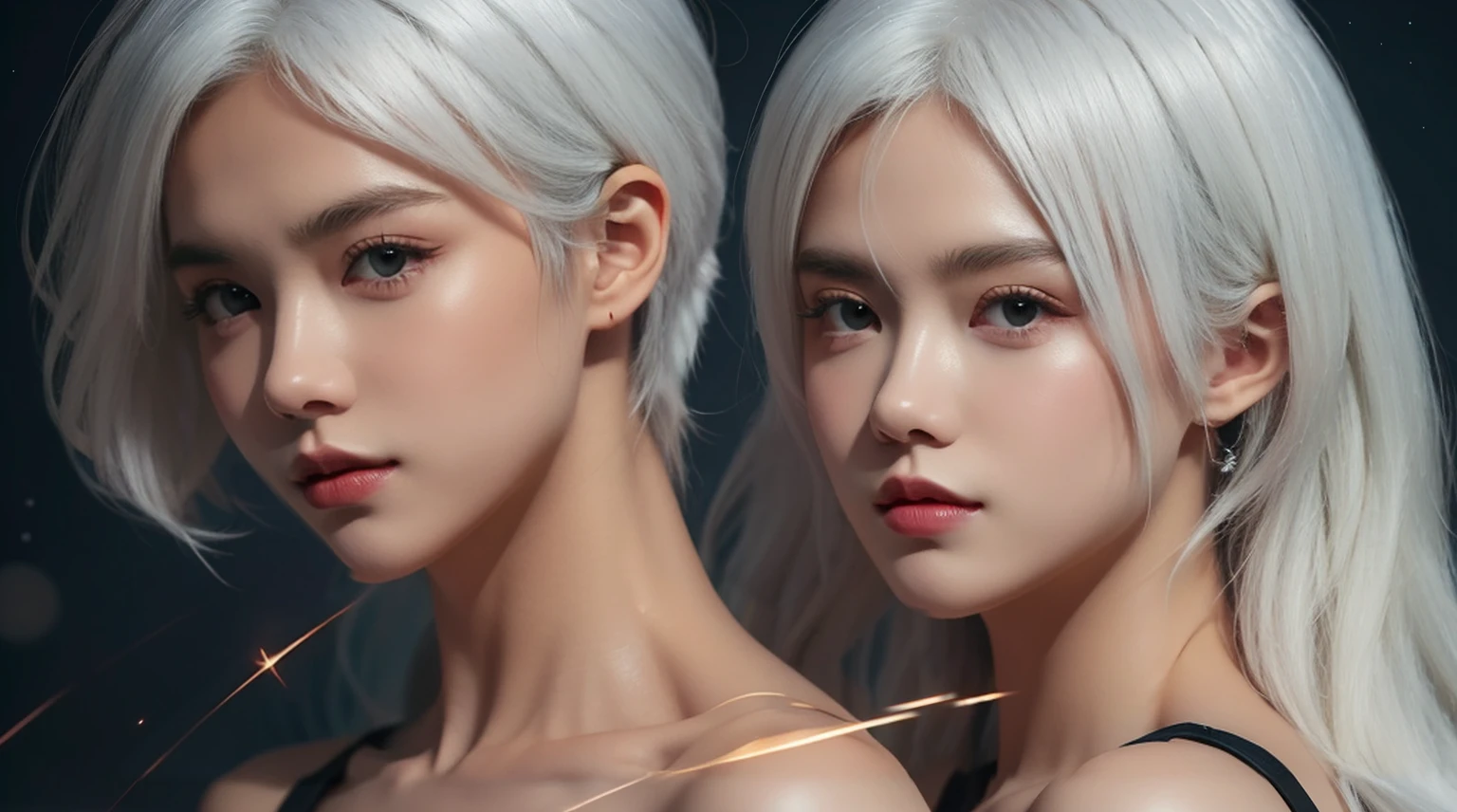 bailing_particles,bailing_lines,The light lines,Particles of light,A girl made of particles,High density of lines in the finger part,(White hair: 0,3),