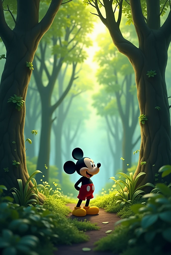 Mickey mouse watching the trees playing jazz