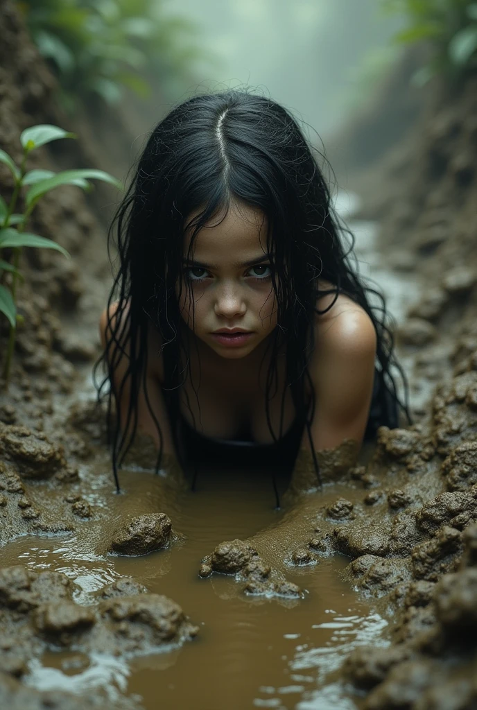 Muddflowig trapped girl