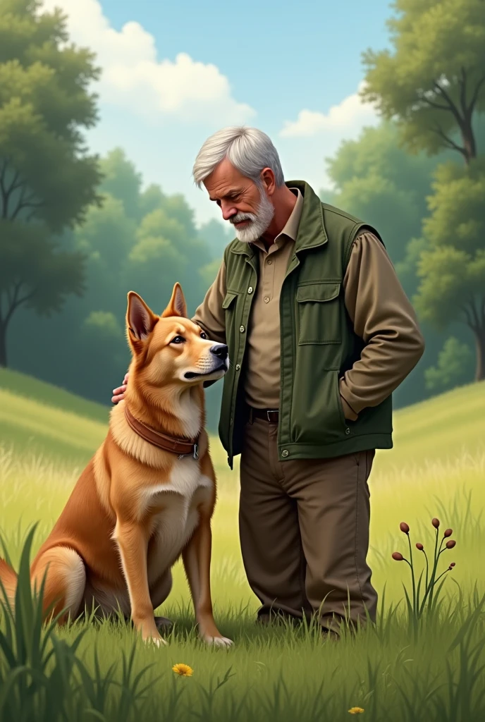 One man with dog