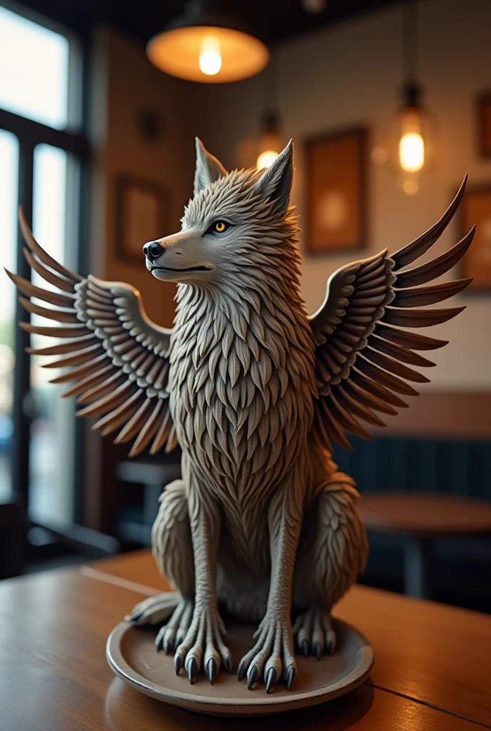 Coffee shop logo with wolf and eagle