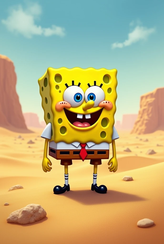Imagine the cartoon SpongeBob in the Sahara Desert in Algeria