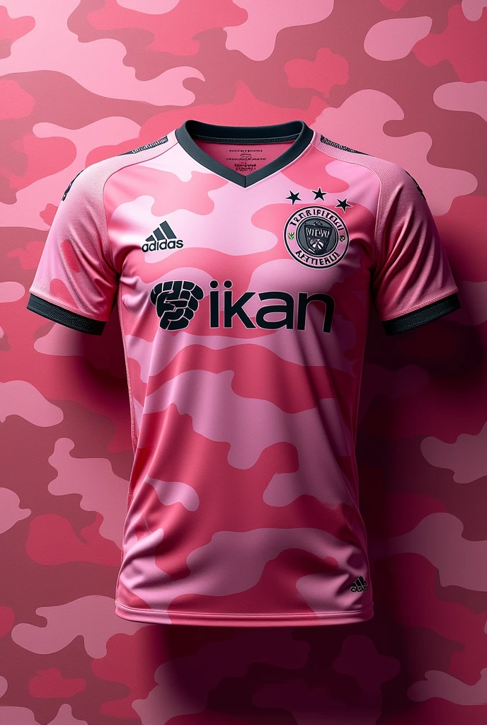 Football team shirt with symbols + with a pink camouflage