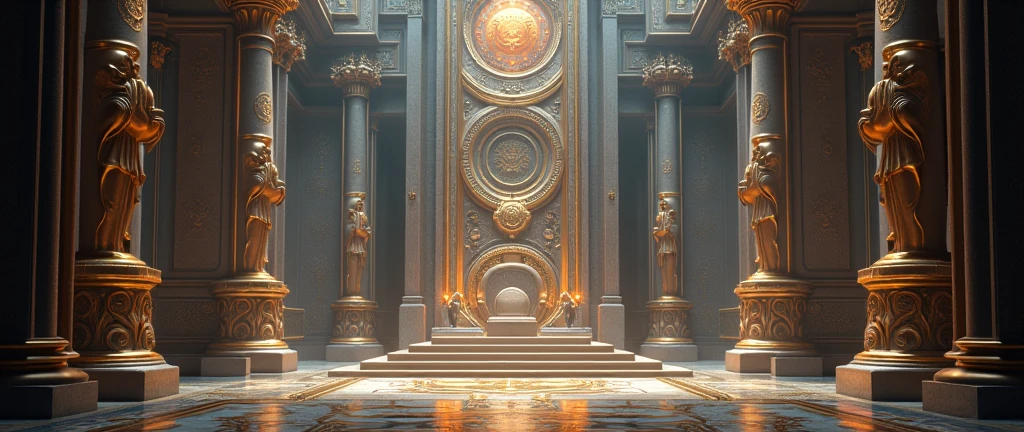 a close up of a futurist room with statues and a throne, majestic occult gates, emperor secret society, galactic temple, esoteric symbolism, ultra detailed symbolism, esoteric, archillect concept art, artgem and beeple masterpiece, esoteric art, alchemy concept, the temple of truth is white, atmoshperic, occult aesthetics alchemy