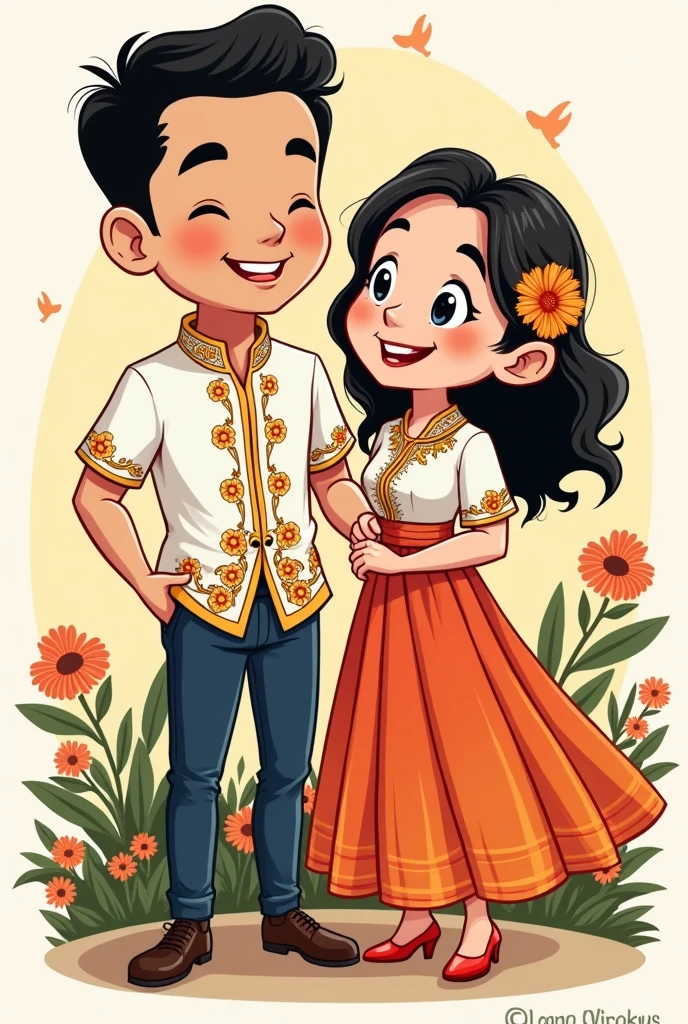Gumawa ng Filipino barong at Saya cartoon for photo booth