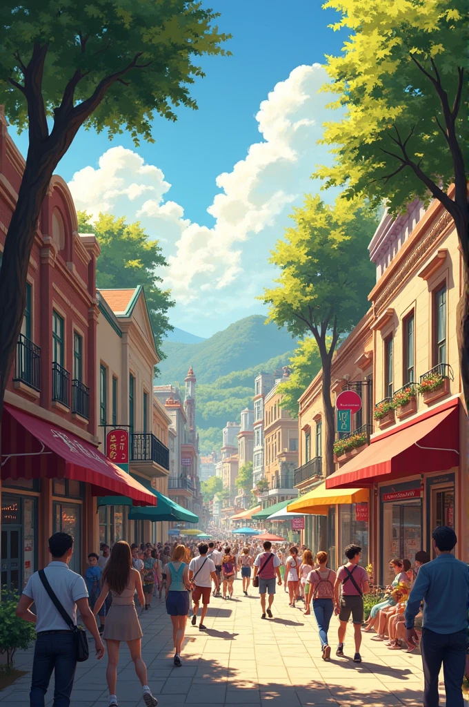 A busy streets of a town in afternoon