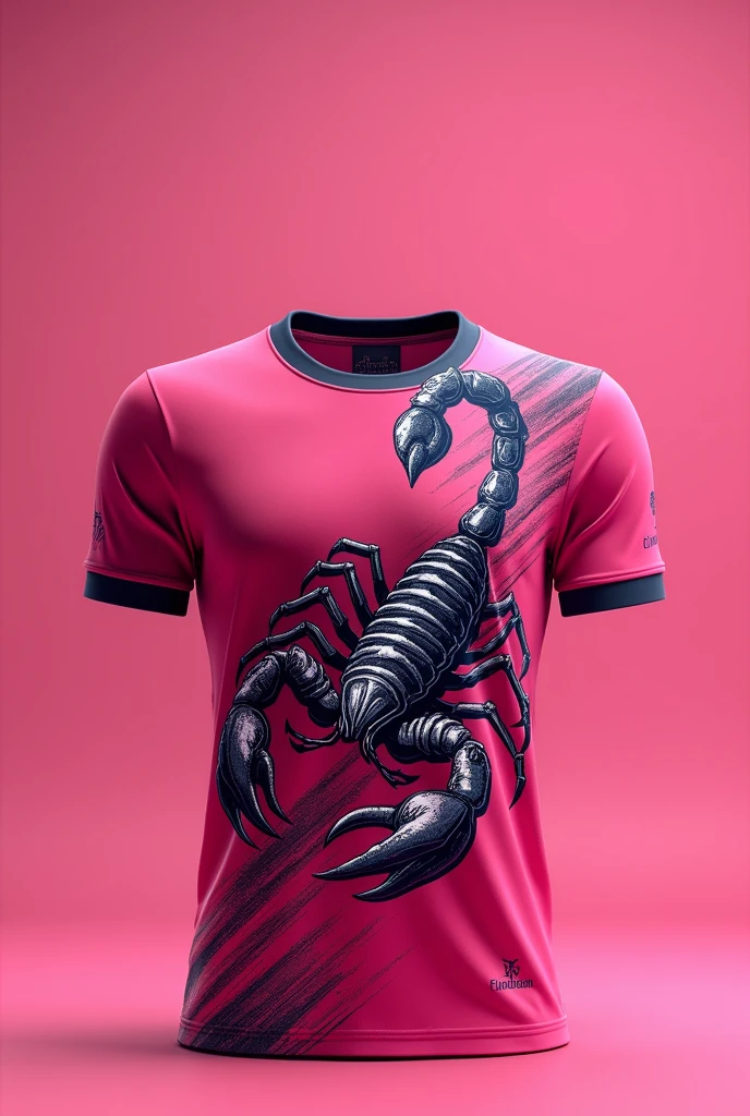a pink football shirt with a scorpion