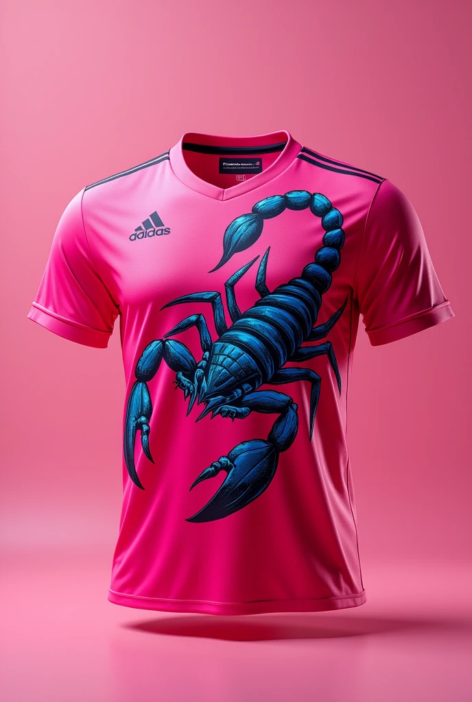 a pink football shirt with a scorpion 