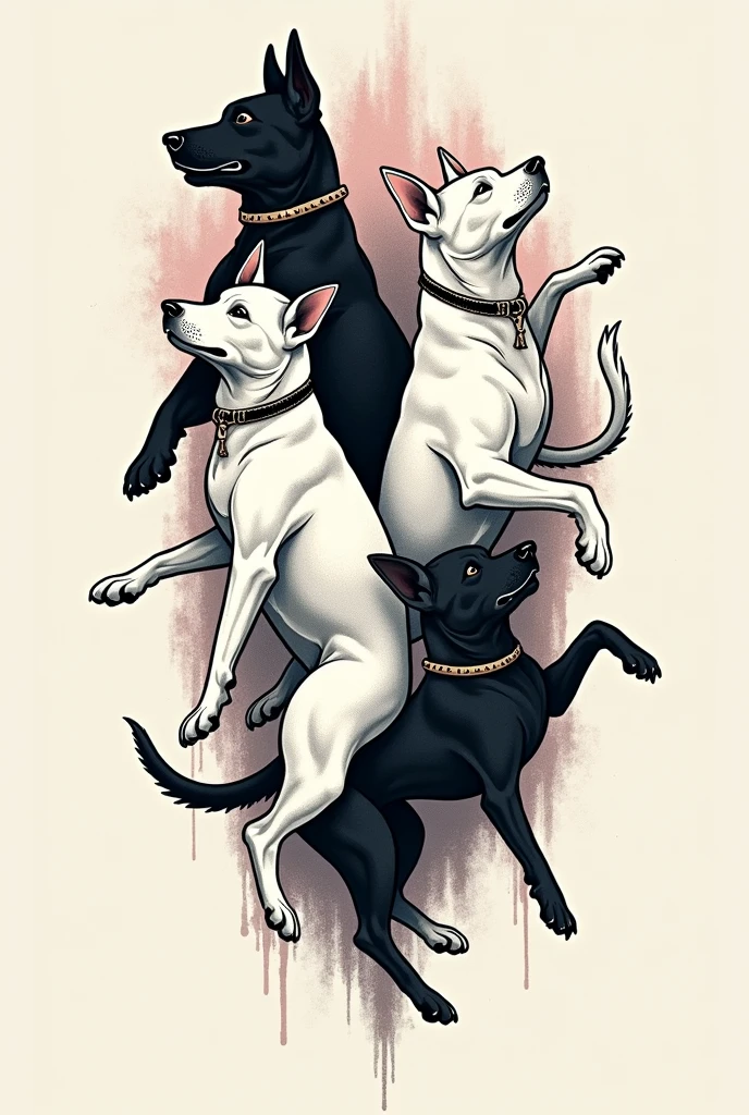 4 dogs tattoo design