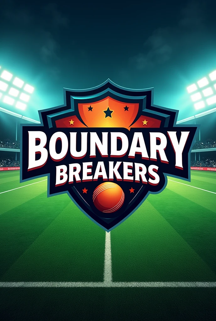 Boundary breakers name ka logo background me cricket ground